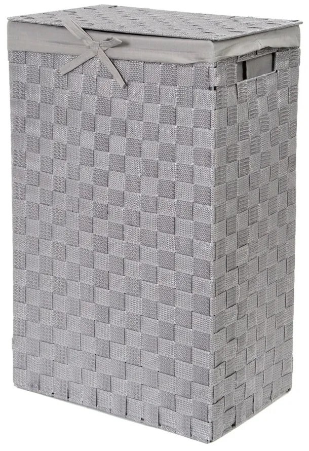 Cesto da bucato grigio con coperchio Cesto da bucato in lino, altezza 60 cm - Compactor
