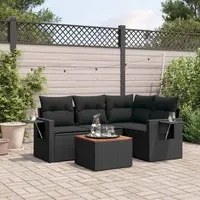 Set Divani da Giardino 5 pz con Cuscini in Polyrattan Nero 3256874