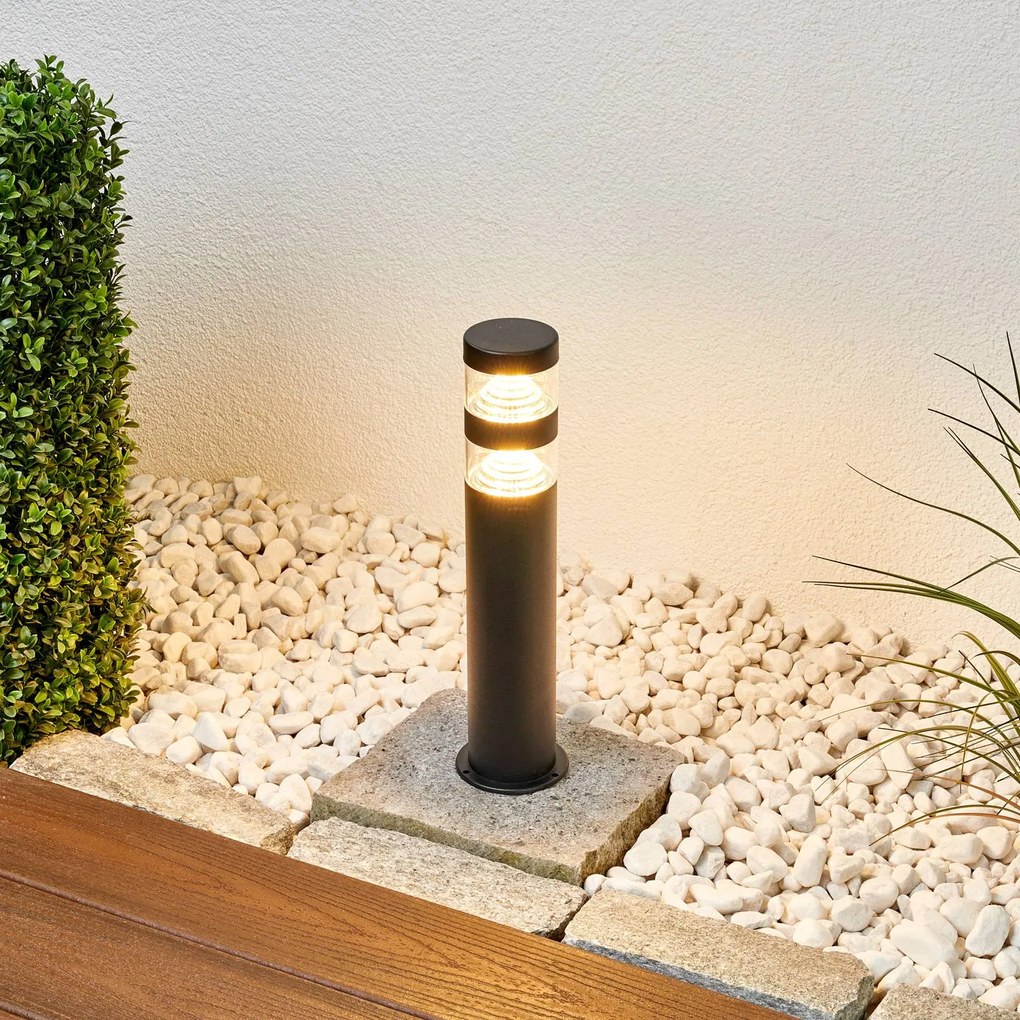 Lindby lampioncino LED Lanea, 40 cm, nero, acciaio inox, IP44 LANEA, Nero, Acciaio Inox, Moderno, Lampada LED da esterni