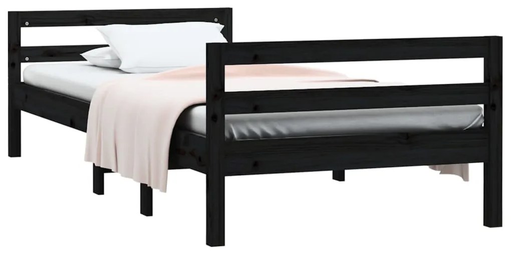 Giroletto nero 75x190 cm in legno massello di pino