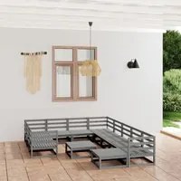 Set Divani da Giardino 12 pz in Legno Massello di Pino cod mxl 37187