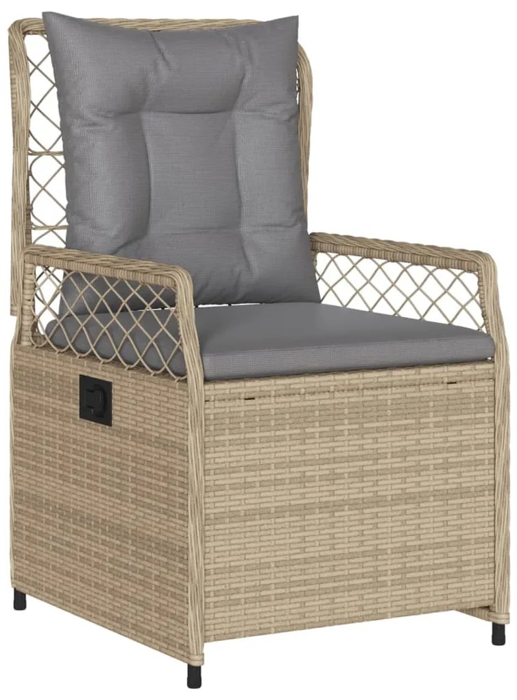 Set da pranzo da giardino 7 pz con cuscini beige in polyrattan