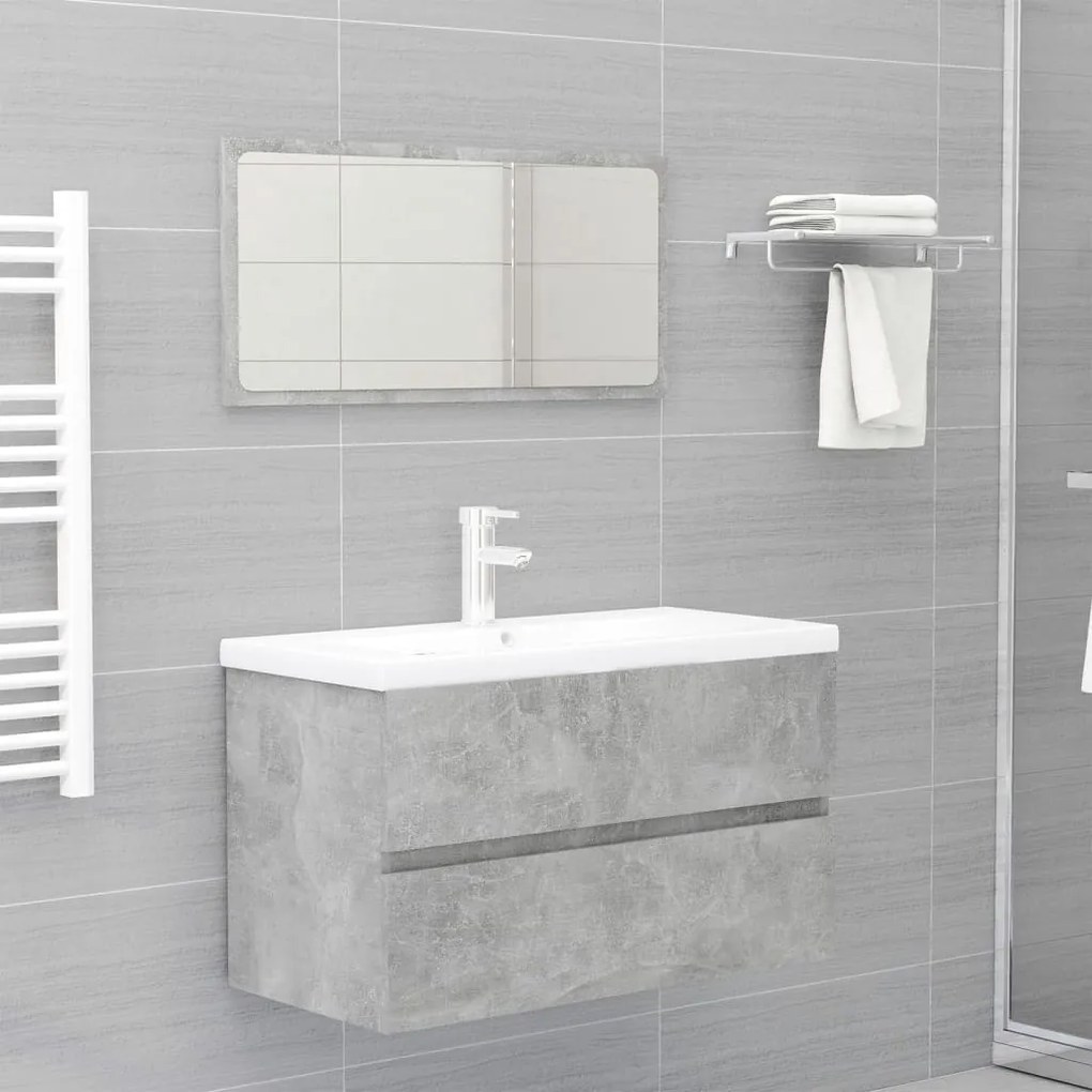 Set mobili da bagno grigio cemento in truciolato