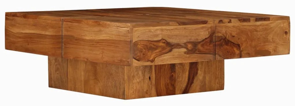 Tavolino da salotto 80x80x30 cm in legno massello di acacia