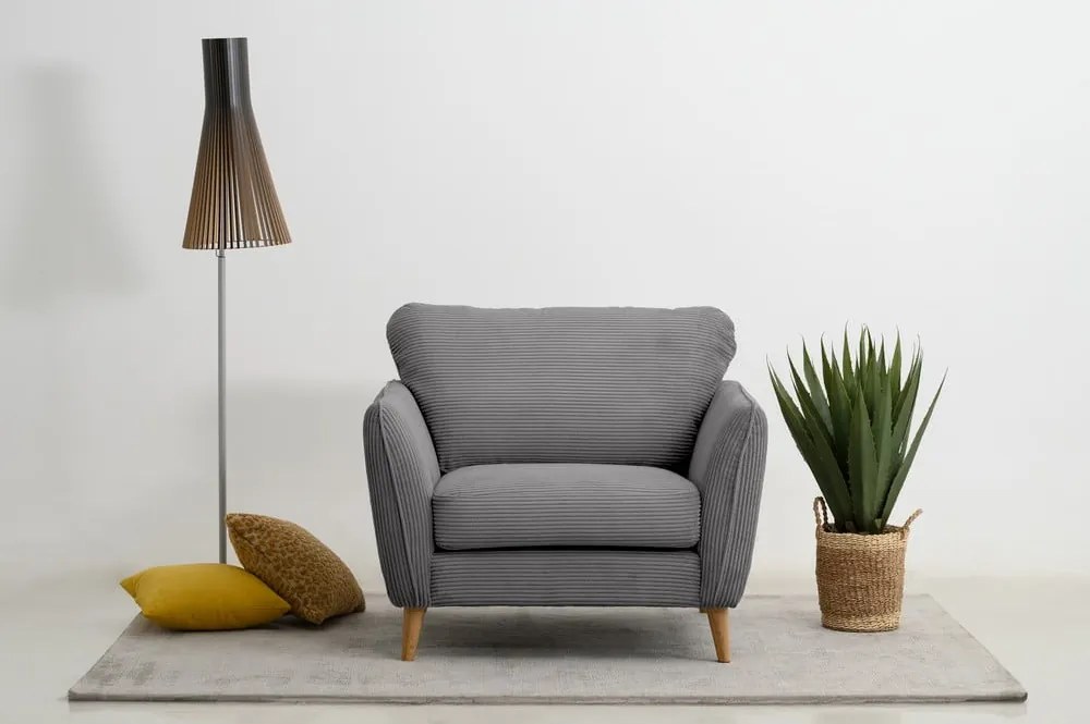 Poltrona in velluto a coste grigio scuro Paris - Scandic