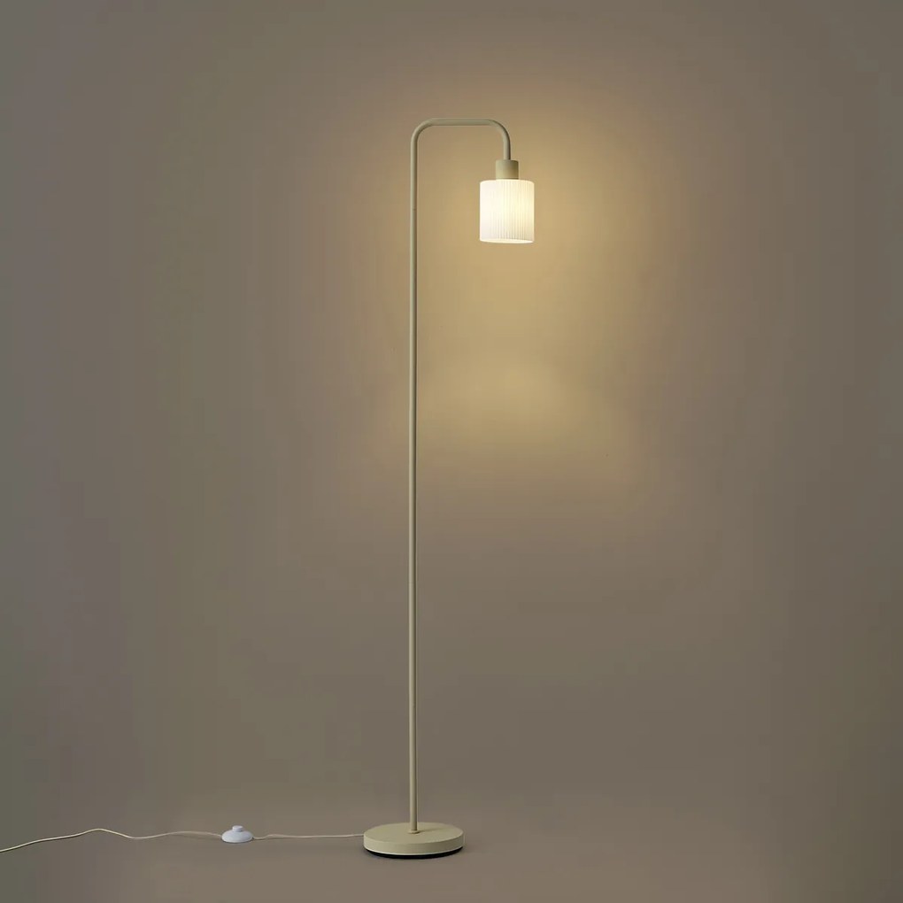 Scandinavische vloerlamp beige met wit glas - Wisp