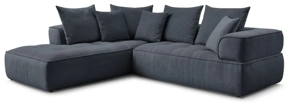 Divano angolare blu scuro (penisola a sinistra/a L) con rivestimento in ciniglia Whesley – Bobochic Paris