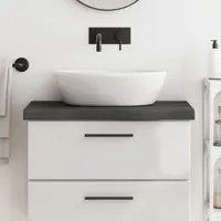 Piano Bagno Grigio Scuro 80x30x6 cm Legno Massello Trattato 3156211