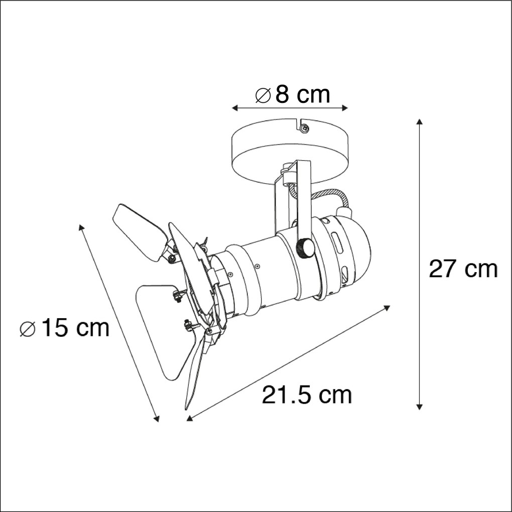 Faretto da studio industriale nero GU10 con alette - Movie