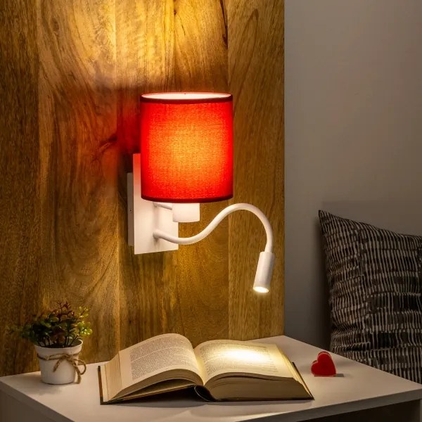 Brilagi-Applique a LED NUBILA 1xE27/25W/230V+LED/3W bianco/Pompeiana rosso