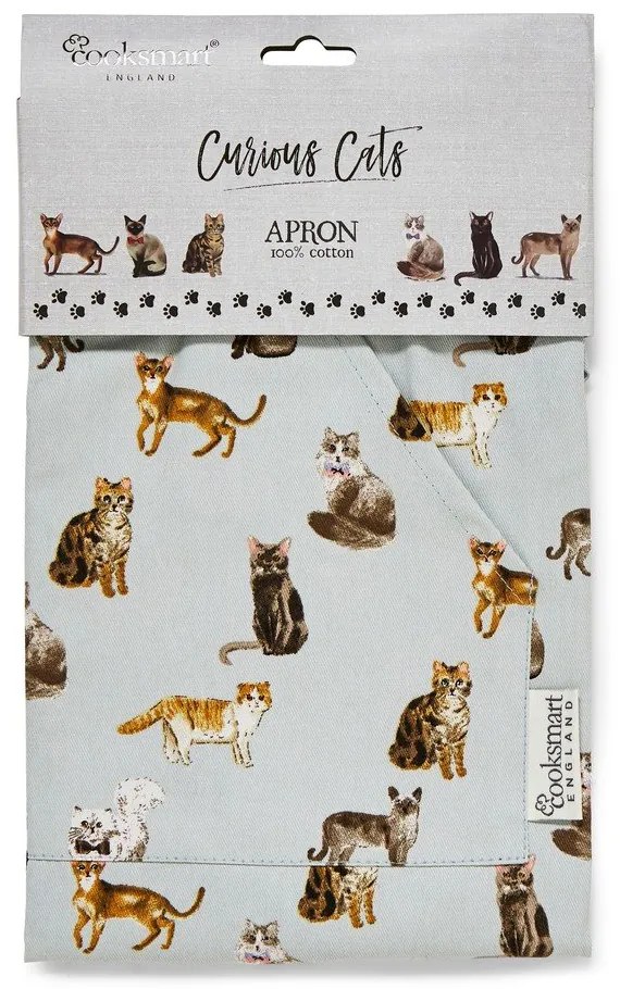 Grembiule in cotone blu Curious Cats - Cooksmart ®