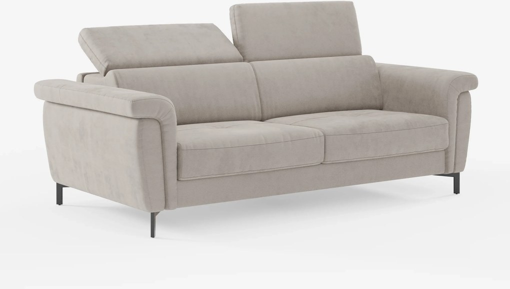 Capri divano letto di design con piedini alti - poggiatesta reclinabili in raffinato tessuto effetto velluto smacchiabile T30