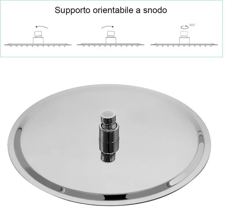 Set doccia con miscelatore, braccio verticale 30 cm e soffione 25cm cromo design tondo