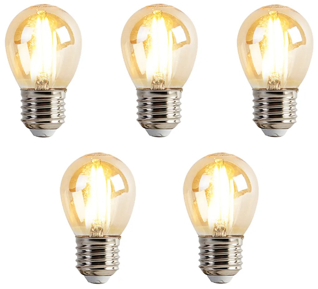 Set di 5 lampadine LED dimmerabili E27 P45 Goldline 3,5W 330lm 2100K