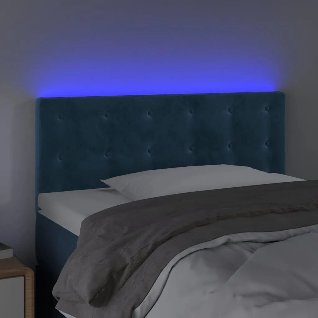 Testiera a led blu scuro 100x5x78/88 cm in velluto