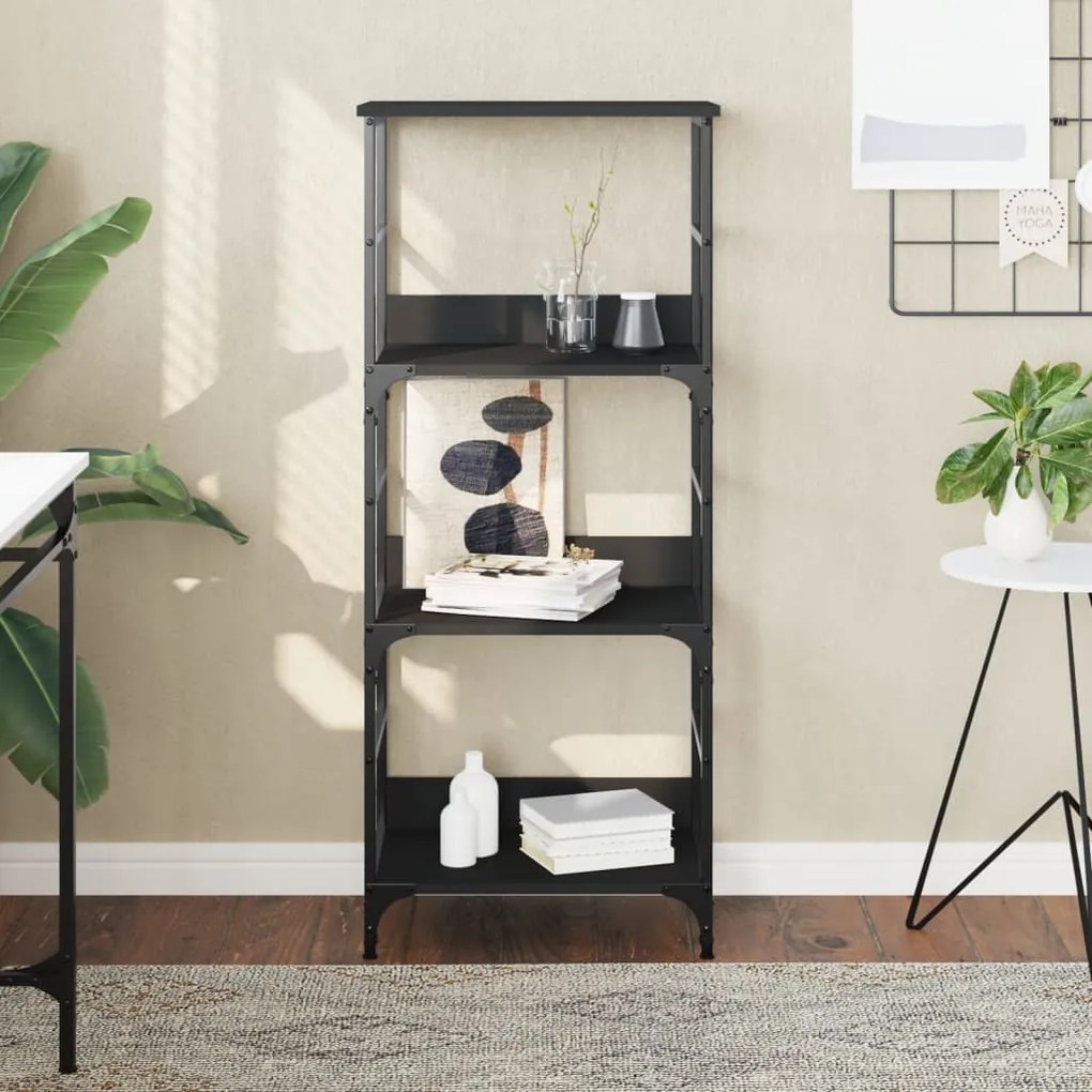 Libreria Nera 50x33x117,5 Cm İn Legno Multistrato /