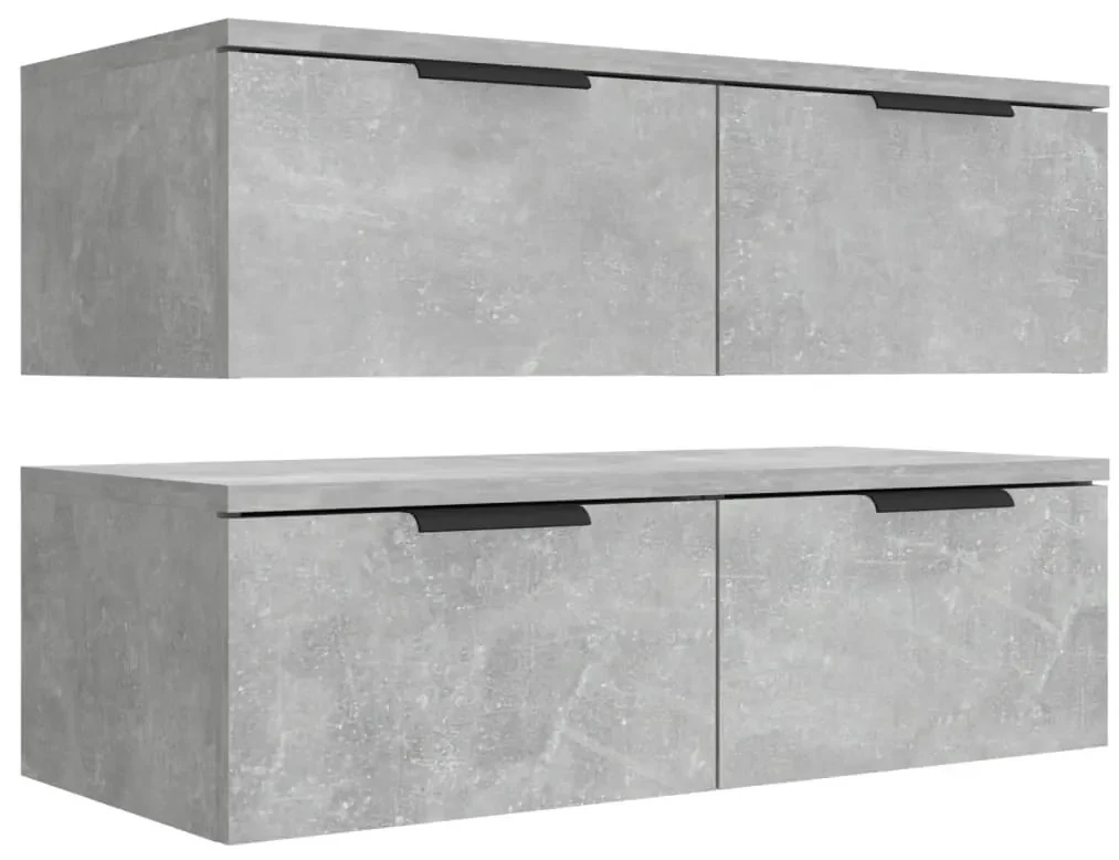 Mobili pensili 2 pz grigio cemento 68x30x20cm legno multistrato