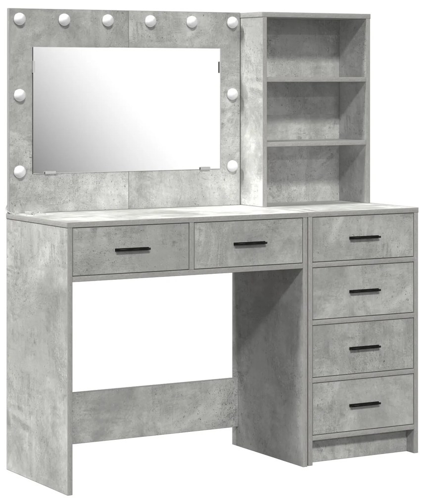 Set di toeletta a 2 pezzi con led in legno ingegnerizzato grigio