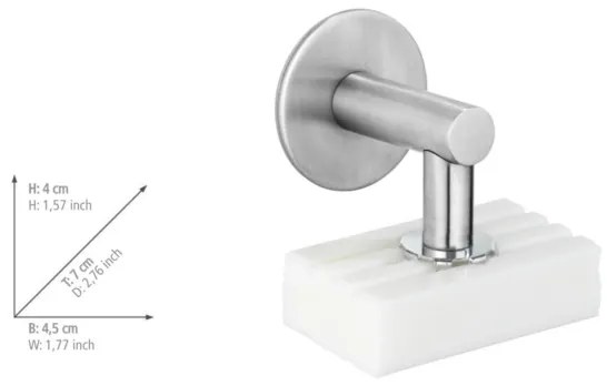 WENKO 24971100 - Portasapone TURBO-LOC 4,5 x 7 cm, argento