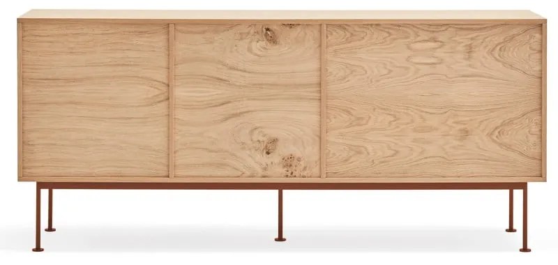 Cassettiera rosso mattone impiallacciata in rovere, larghezza 180 cm Yoko - Teulat