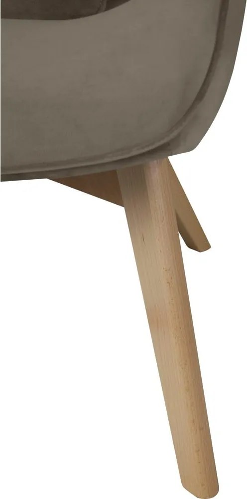 Poltrona con poggiapiedi marrone chiaro con rivestimento in velluto Niko – Ropez