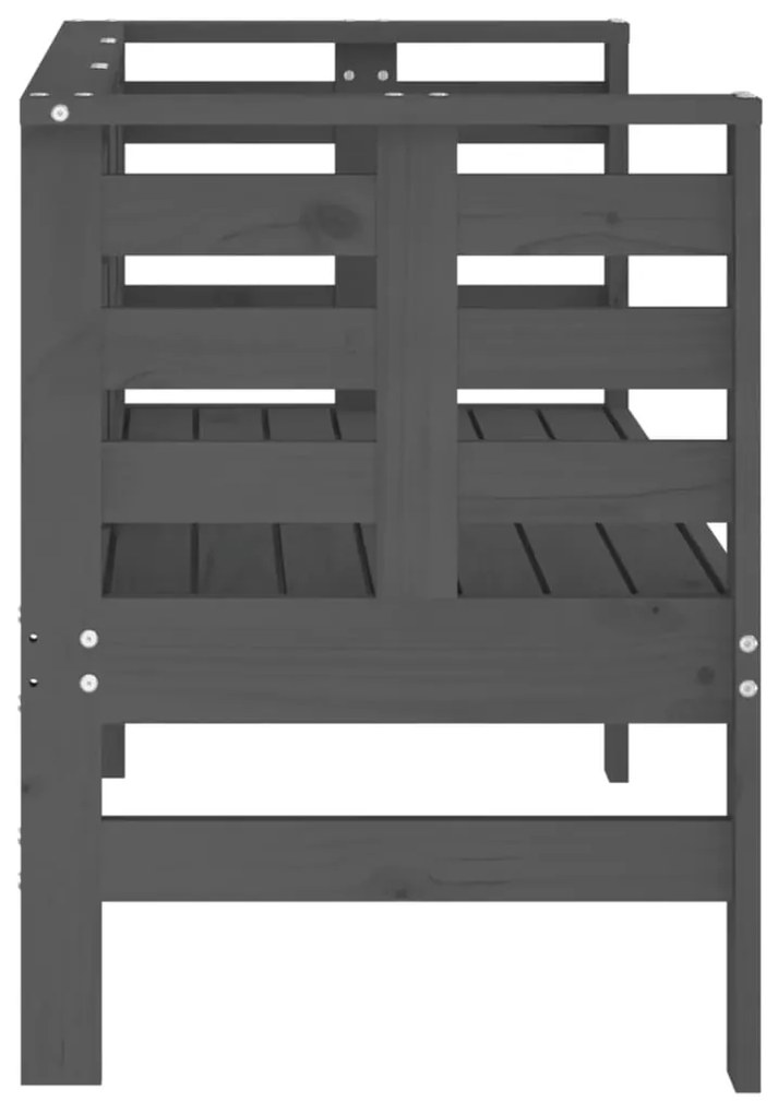 Panca da giardino grigia 111,5x53x71 cm legno massello di pino