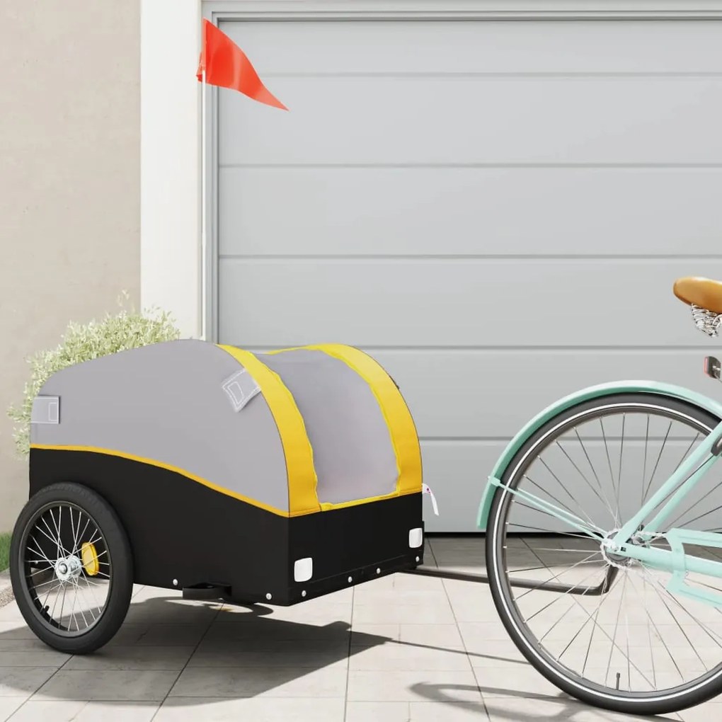 Rimorchio Da Bici Nero E Giallo 45 Kg İn Ferro /