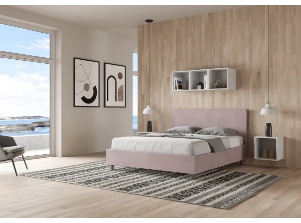 Letto matrimoniale e rete 160x190 in microfibra glicine Adele