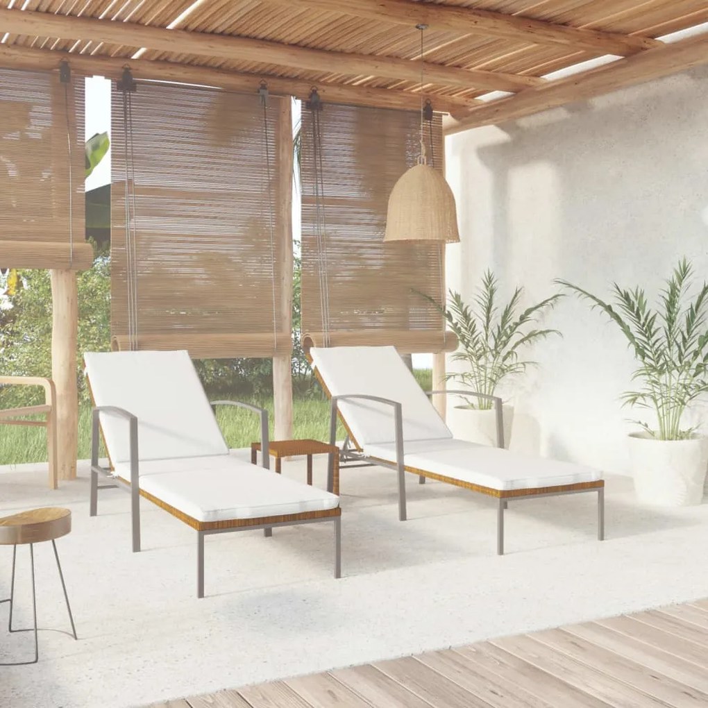 Lettini Prendisole 2 Pz Con Tavolo İn Polyrattan Marrone /