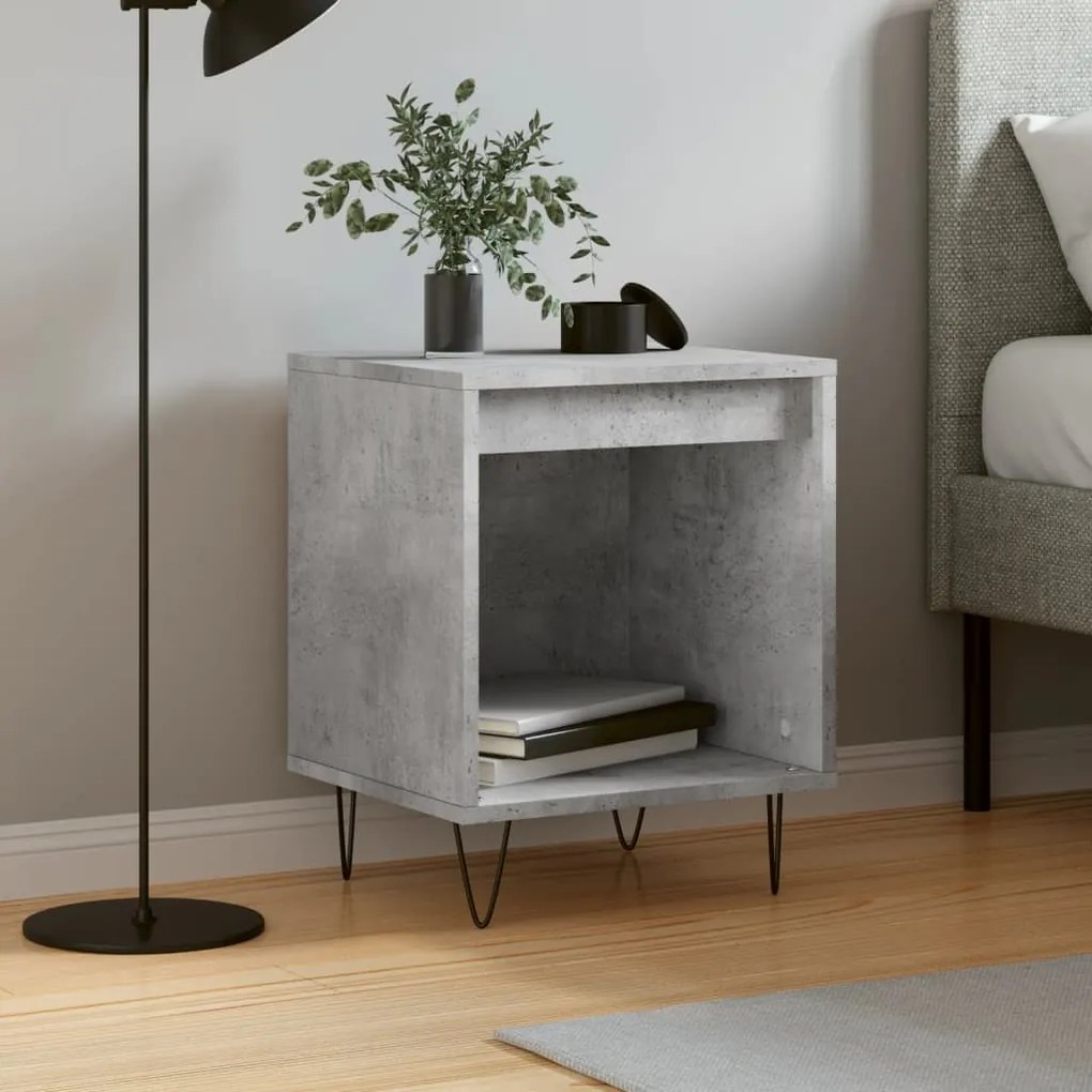 Comodino Grigio Cemento 40x35x50 Cm İn Legno Multistrato /