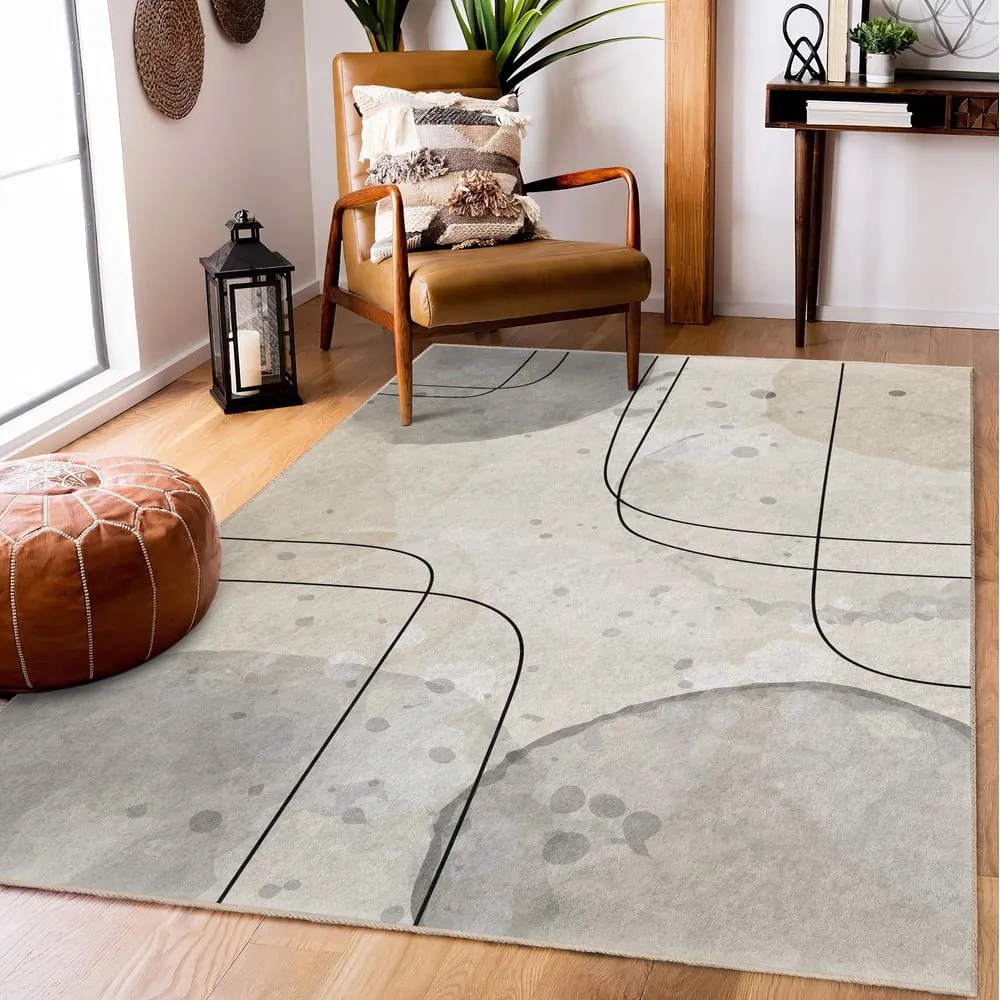 Tappeto grigio/color crema lavabile 80x150 cm Simple Lines – Mila Home