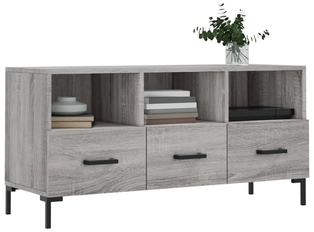 Mobile TV Grigio Sonoma 102x36x50 cm in Legno Multistrato