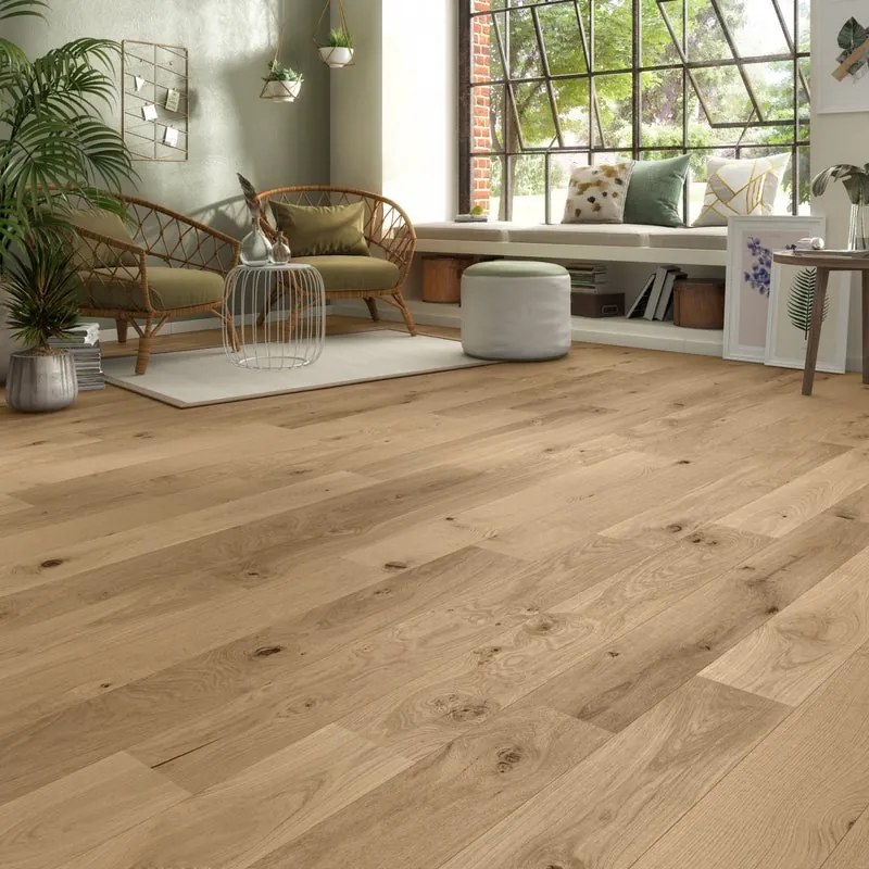 Parquet prefinito in rovere naturale Famiglia vetrificato Intenso L