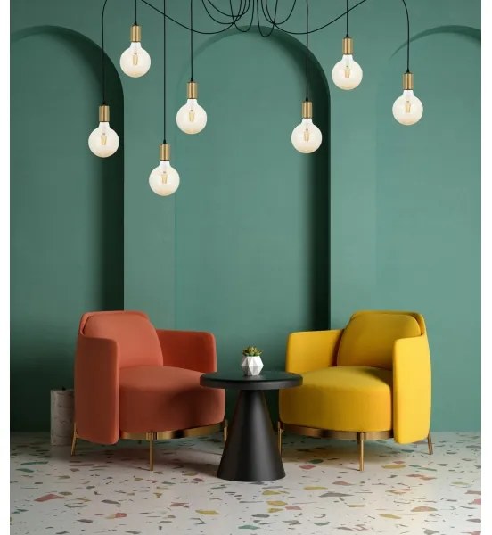 Lampadario a sospensione con filo MIROS 7xE27/60W/230V ragno nero/oro