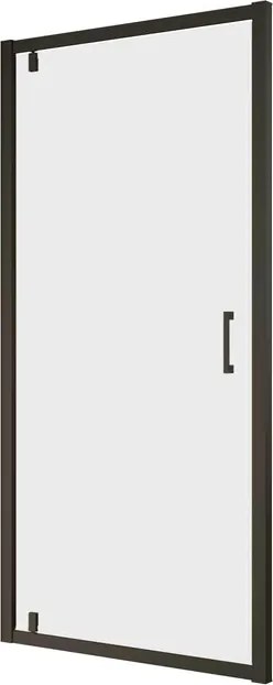 Porta doccia battente L 66-72 cm x H 200 cm in vetro trasparente SP. 6 mm, profilo nero, serie Era