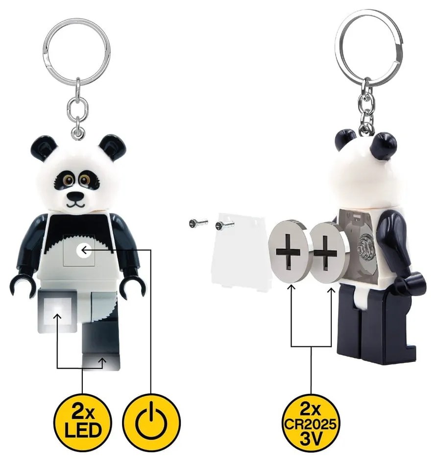 Portachiavi bianco e nero con torcia Iconic Panda - LEGO®