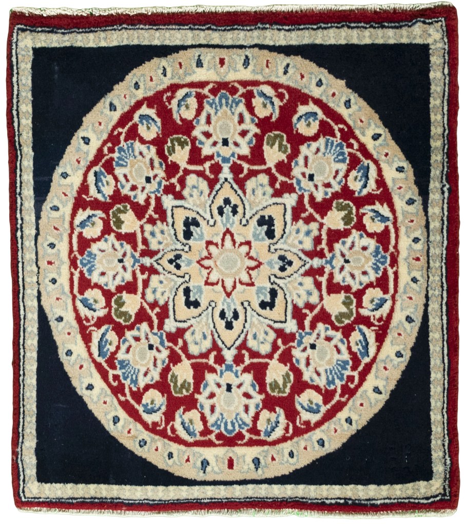 Yazd Tappeto 70x70 Rosso (Iran) Annodato A Mano