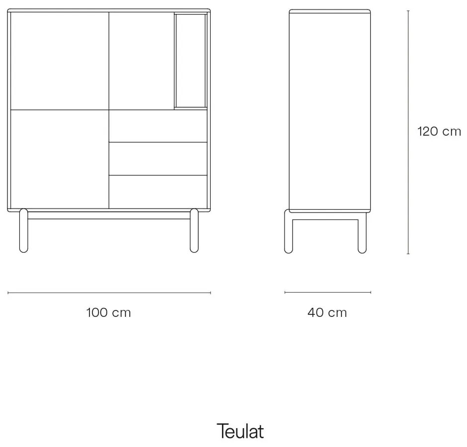 Cassettiera alta grigio scuro 100x120 cm Corvo - Teulat