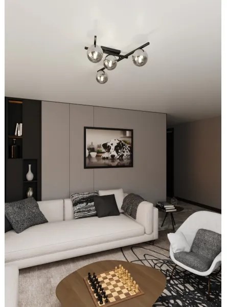 Plafoniera SMART 4xE14/10W/230V nero/grigio