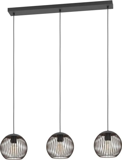 Eglo 901869 - Lampadario a cavo ALMANZORA 3xE27/60W/230V nero