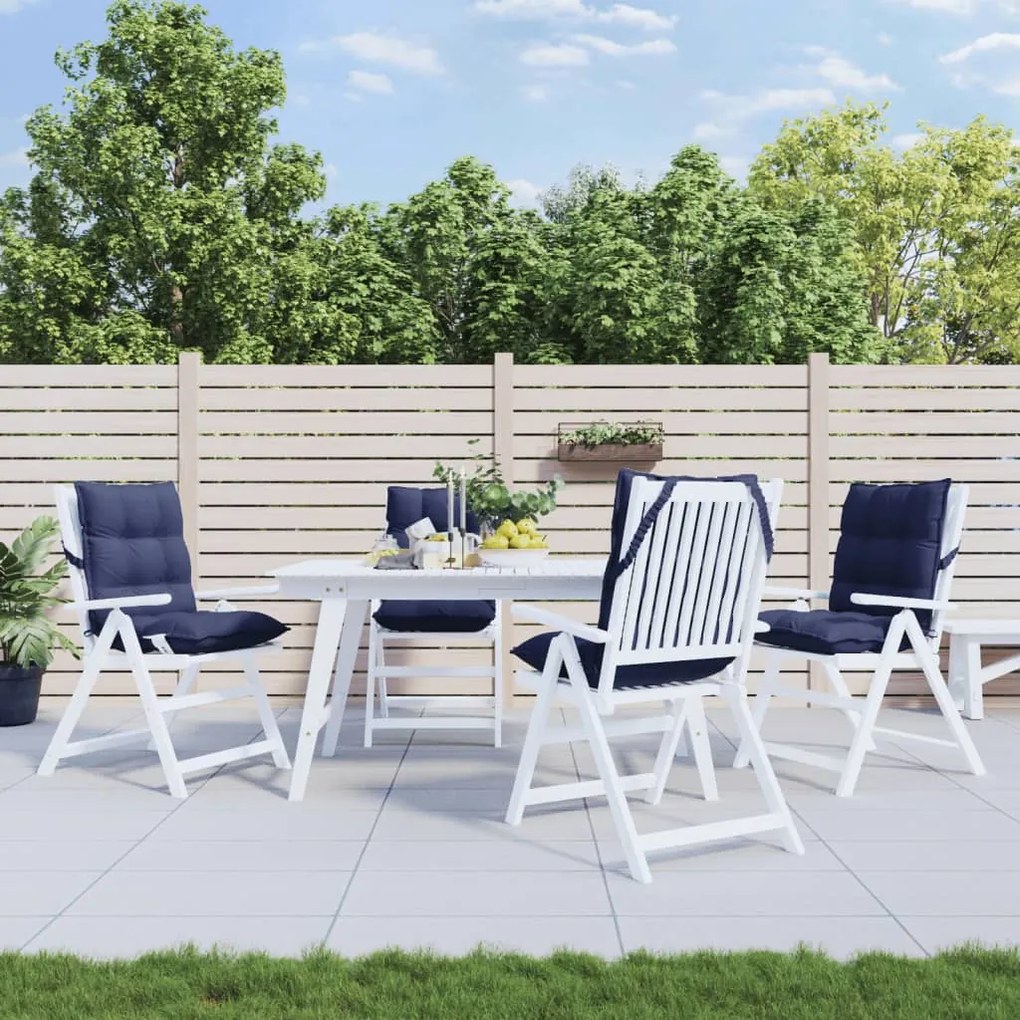 Cuscini Sedia Schienale Basso 4 Pz Blu Marino İn Tessuto Oxford /