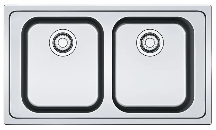 Lavello integrato 2 vasche FRANKE Smart inox L 50 x L 86 cm argento