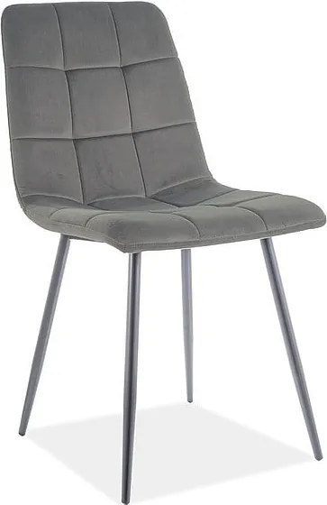 Sedia Mila in velluto opaco grigio85/nero
