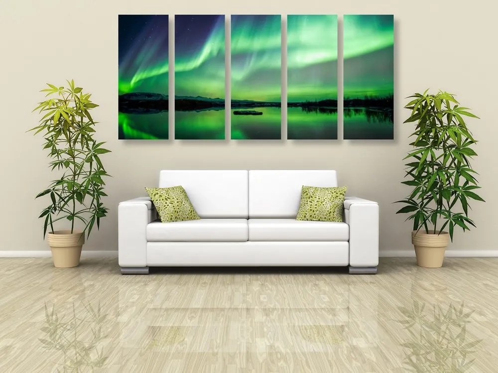 Quadri 5 pezzi – Aurora boreale