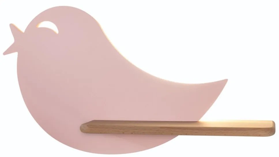 Applique LED per bambini con mensola BIRD LED/5W/230V rosa/legno