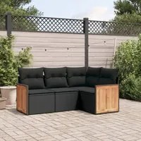 Set Divani da Giardino 4 pz con Cuscini Nero in Polyrattancod mxl 90808