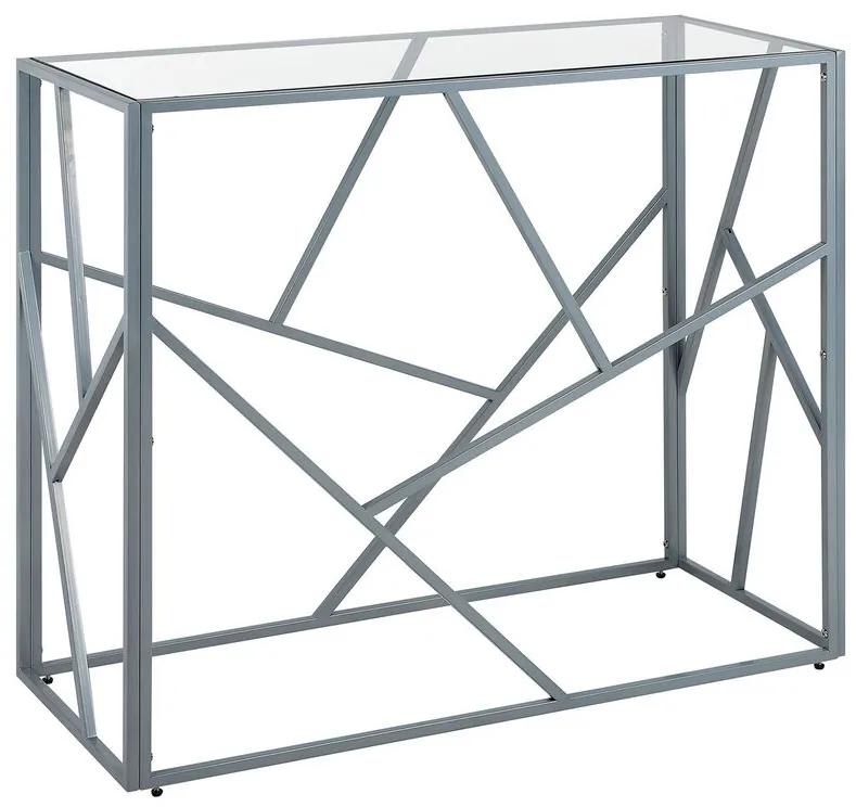 Tavolino consolle vetro argento 100 x 40 cm ORLAND Beliani