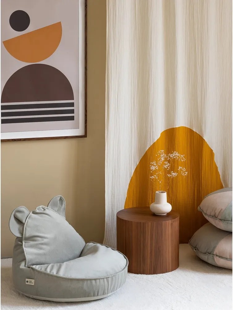 Pouf a sacco per bambini color menta con rivestimento in velluto Bear – Wigiwama