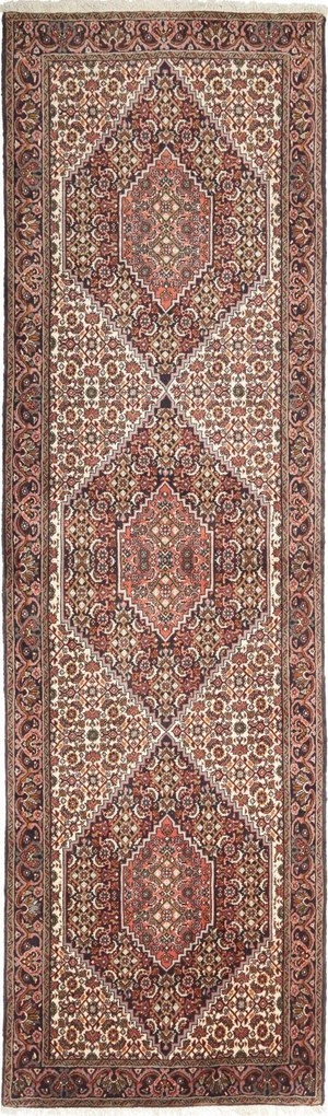 Bidjar Tappeto 80x250 Rosso (Iran) Annodato A Mano