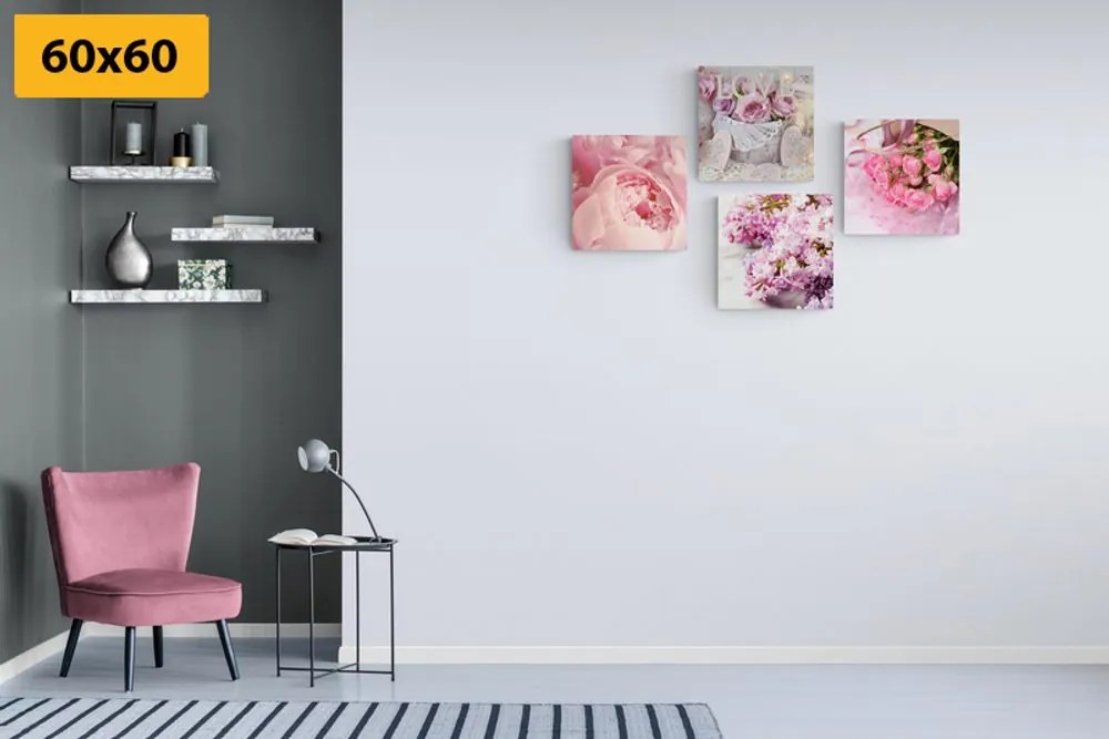 Set di quadri – Natura morta delicata di fiori